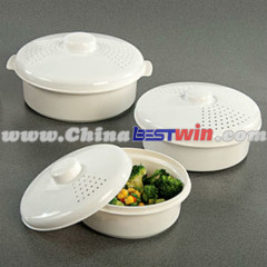 Heavy-gauge polypropylene Microwave Cookware Set 3 Set White As Seen On TV