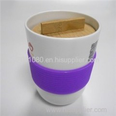 Wooden Lid Ceramic Cups