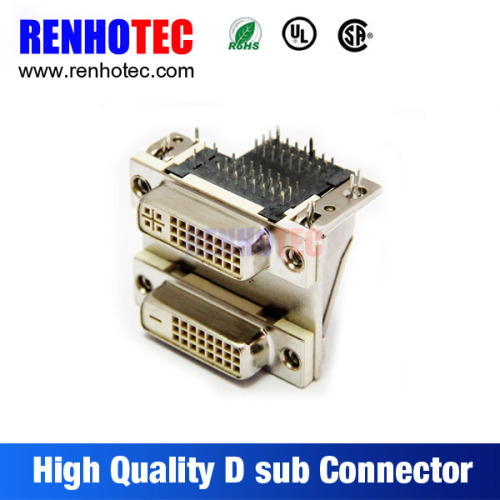 Telecom Solder VGA 90 Degree Negative Positive Pole Dual in Line Ports Pin DVI Connector