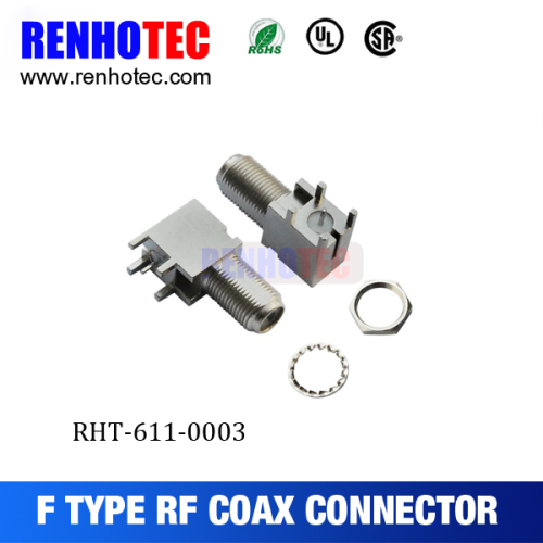 Zinc Alloy F R/A Female Crimp RF Electrical Coaxial Connectors for PCB Mount