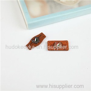 Embossing Logo Genuine Leather Label With Metal Badge