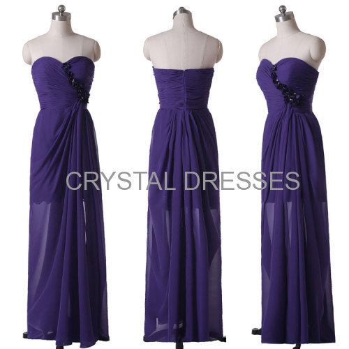 Irregular Sheath Purple High-Low Flower Accent Pageant Formal Prom Dress