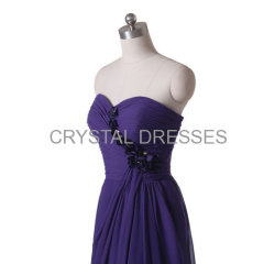 Irregular Sheath Purple High-Low Flower Accent Pageant Formal Prom Dress