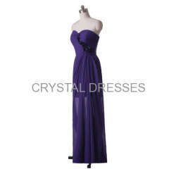 Irregular Sheath Purple High-Low Flower Accent Pageant Formal Prom Dress