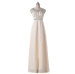 ALBIZIA Beads Cap Champagne Chiffon Long Evening Bridesmaid Prom Dress