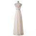 ALBIZIA Beads Cap Champagne Chiffon Long Evening Bridesmaid Prom Dress