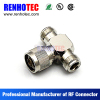 Brass made 1 N male plug to double N jack female rf connector adapter