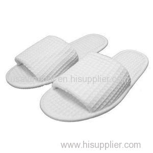 Hotel White Cotton Waffle Slippers