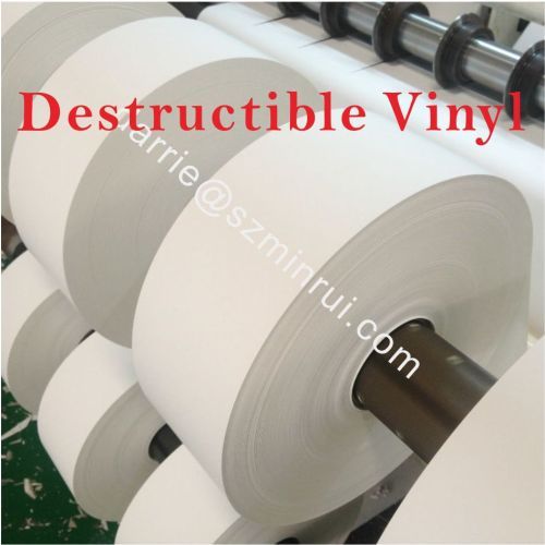 China best price of destructible self adhesive vinyl paper roll for high quality Eggshell/graffiti sticker paper