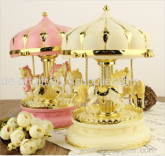 Beautiful lighted musical Christmas resin carousel