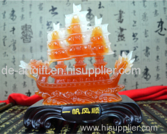 decor crystal resin jade boat sculpture