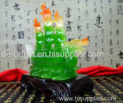 decor crystal resin jade boat sculpture