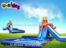Blue and Orange Giant Inflatable Water Parks Octopus Shape With Two Slides