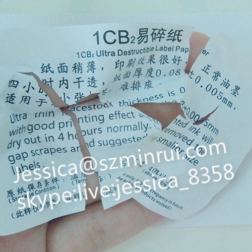 Custom Self Adhesive Vinyl Fragile Label Paper Destructible Security Blank Eggshell Sticker Paper Material