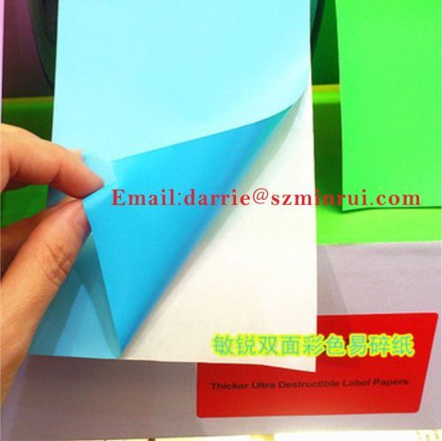 Colorful destructible label paper can automatic die cut and automatic dispensingthe labels from China top factory Minrui