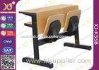 Oval Steel Tube Folding College Classroom Furniture / Wood Classroom Table