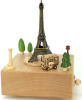 EIFFEL TOWER NATURAL WOOD MUSIC BOX