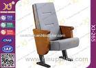 Heavy Duty Foldable Tablet Library Auditorium Chairs With Wooden Arm Surface Finish