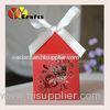 Red wedding gift boxes flora with silk ribbon candy packaging box