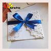 Luxurious white wedding banquet invitation card 15 by 15cm with blue ribbon