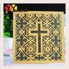 Luxury square wedding cards baptism gold invitation card with laser cut cross design