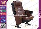 Steel Legs Floor Mounted Leather Theater Seating Chairs With Drink Holder