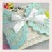 Blue wedding invitation card with ribbon paper simiple folded card