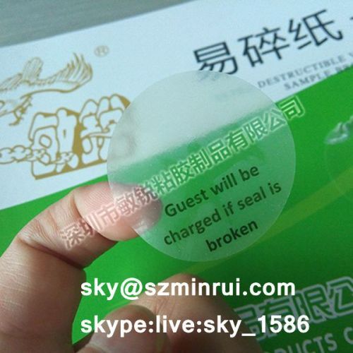 transparent ultra destructible sticker/custom security sticker/security sticker