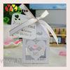 Paper box 5*5cm white color mini wedding chocolate and candy favor box with name tag