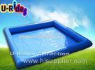 Square Blue Inflatable Swimming Pools Above Ground Single Tube 6m x 6m x 0.65m