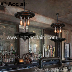 American retro living room chandelier cafe restaurant lighting Antique chandeliers gear