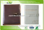 Custom Office Stationery Brown Faux PU Loose Leaf Notebook A5 With Ribbon / Pocket