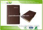 Ring Binder Brown PU Leather A4 Custom Embossed Notebook for Company Brand Advertising