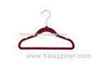 Fashion Red / Yellow 300mm Kids Velvet Hangers For Trousers / Jacket