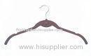 Fashion Wardrobe Anti Slip Velvet Shirt Hangers Brown For Suit / Jacket