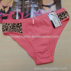 Cozy leopard cotton bikini brief lady panties stretched cotton women cotton tanga spandex lady underwear thong lingerie
