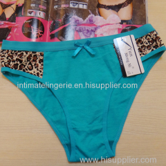 Cozy leopard cotton bikini brief lady panties stretched cotton women cotton tanga spandex lady underwear thong lingerie