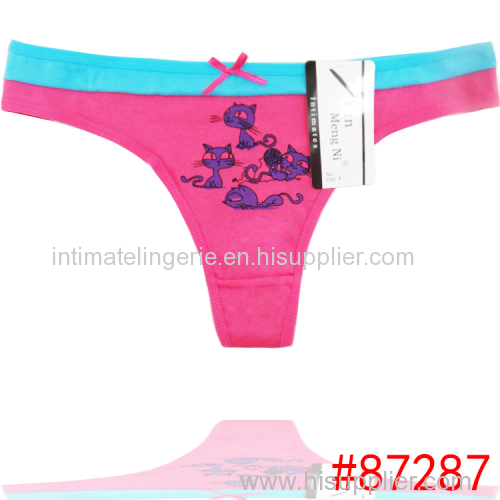 Cute Cat cotton thong cheeky lady panties sexy women underwear lady g-string women t-back sexy intiamte lingerie underpa