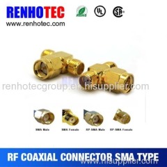 T type SMA male to double female SMA connector adapter reverse polarity