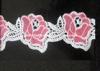 White / Pink Floral Water Soluble Lace Trims Machine Embroidery 2 Inch