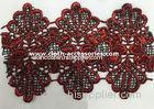 Red Scallop Edge Water Soluble Lace Trim Floral Shape 14.5 Yards One Roll