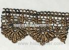 Rose Gold 100% Polyester Water Soluble Lace Fabric With Metallic Foil Print