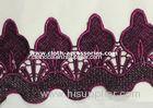 Rose Red Embroidered Water Soluble Lace Trimmings Wavy Shape 36G Per Yard