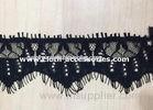 2 " Black Polyester Eyelash Lace Trim Single Side For Women Neckline