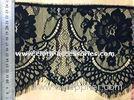 7" Scalloped Black Lace Fabric Shrink Resistant / Decorative Lace Trim For Sewing