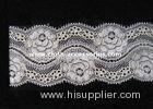 Embroidered Rosette Scalloped Nylon Lace Fabric Yellow Normal Dyeing