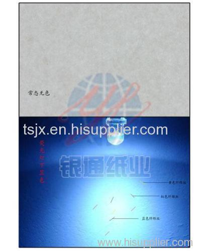 security UV fiber paper with watermark seen in the UV light