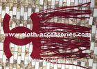 Red Velvet Sew On Clothing Appliques Handmade Laser Cutting With Tassel