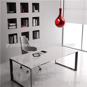 Simple Solid Surface Office Table With Mental Frame And Leg