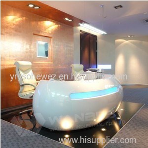 Modern Reception Desk With Led Lighting In Front